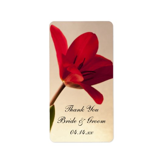 Elegant Red Tulip Wedding Thank You Favour Tags Address Label