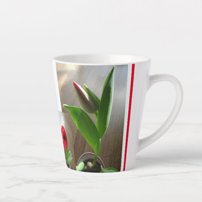 Elegant Red Tulips Design Latte Mug (Right)