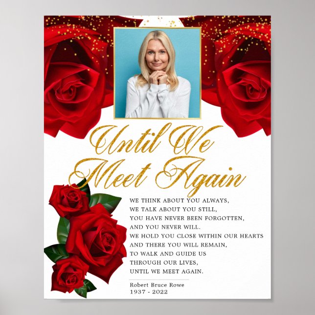 Elegant Red Turkish Roses Funeral Poem Sign (Front)