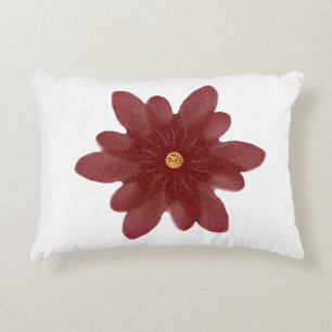 Elegant Red Velvet Flower on Black   Dark Floral A Decorative Cushion