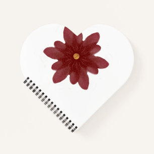 Elegant Red Velvet Flower on Black   Dark Floral A Notebook