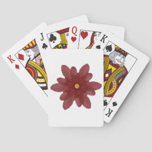 Elegant Red Velvet Flower on Black   Dark Floral A Playing Cards