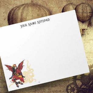 Elegant Red Victorian Steampunk Fairy Octopus Notepad