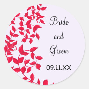 Elegant Red Vines Save the Date Classic Round Sticker