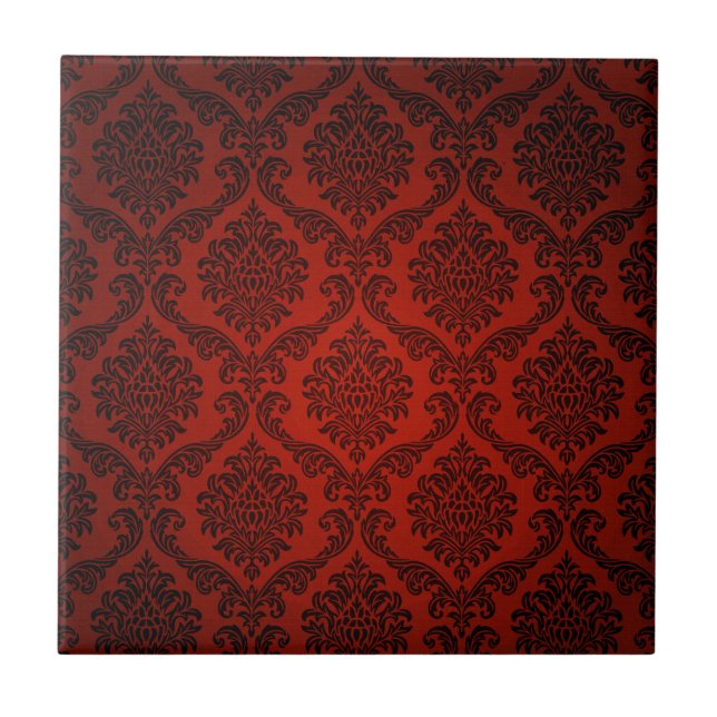 Elegant red vintage design ceramic tile (Front)
