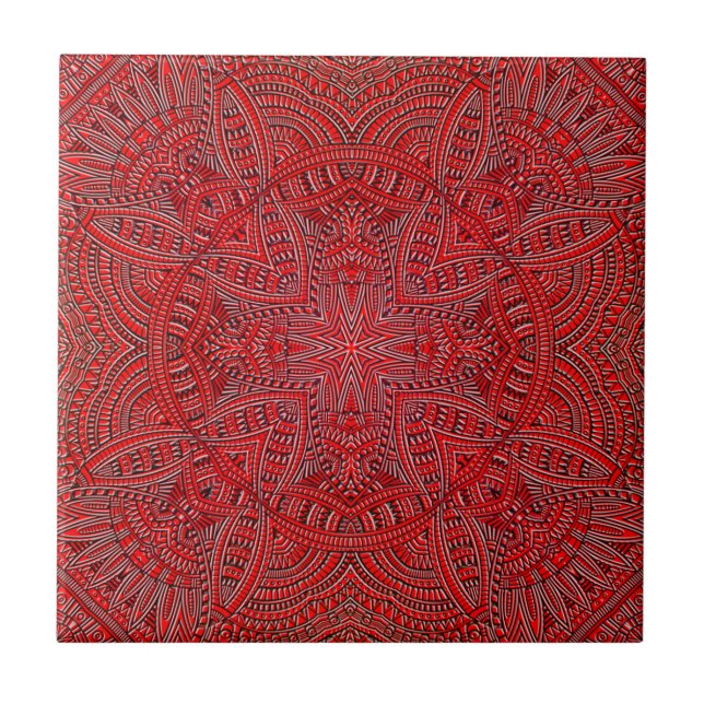 Elegant red vintage design ceramic tile (Front)