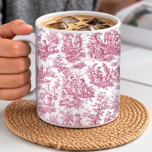 Elegant Red Vintage Toile de Jouy Coffee Mug