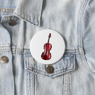 Elegant Red Violin Musical Instrument 7.5 Cm Round Badge