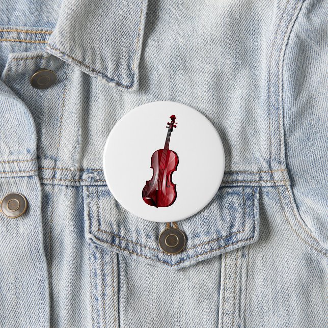 Elegant Red Violin Musical Instrument 7.5 Cm Round Badge (Creator Uploaded)