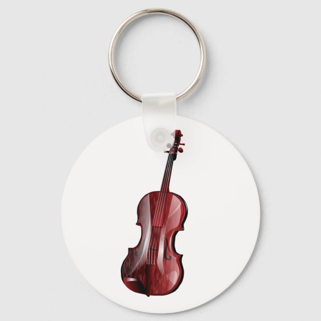 Elegant Red Violin Musical Instrument Key Ring (Front)