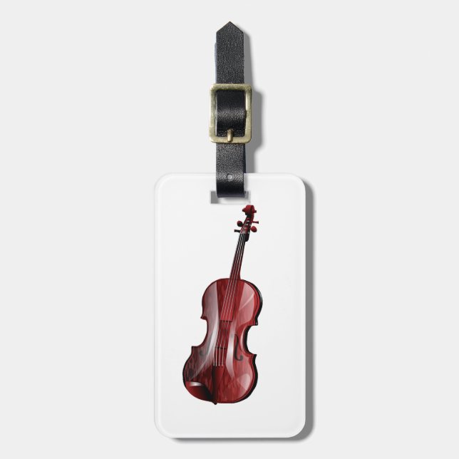 Elegant Red Violin Musical Instrument Luggage Tag (Front Vertical)