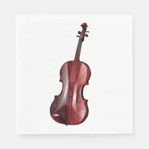 Elegant Red Violin Musical Instrument Napkin