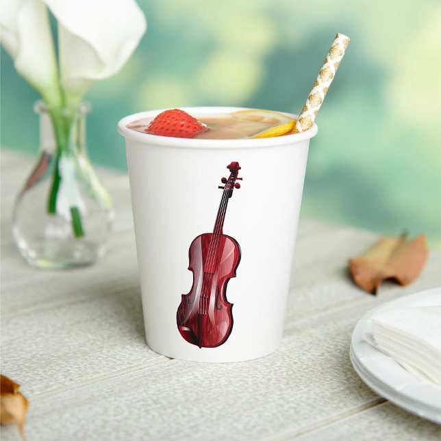 Elegant Red Violin Musical Instrument Paper Cups (Creator Uploaded)