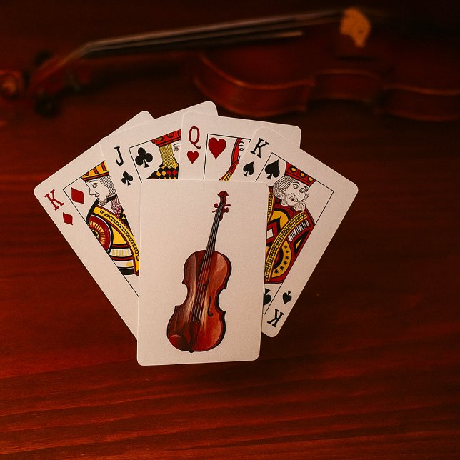 Elegant Red Violin Musical Instrument Playing Cards (Creator Uploaded)