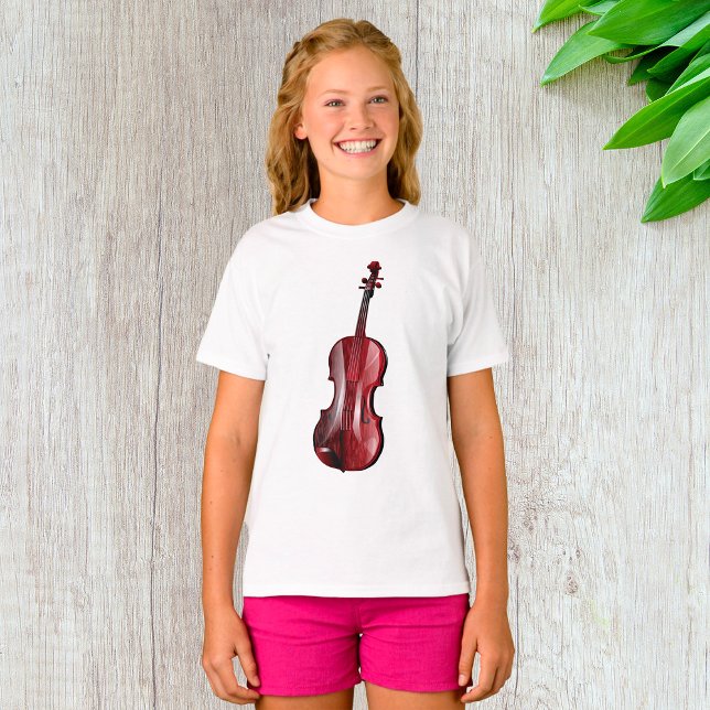 Elegant Red Violin Musical Instrument T-Shirt (Creator Uploaded)