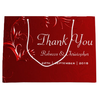 Elegant Red Wedding Thank You Large Gift Bag