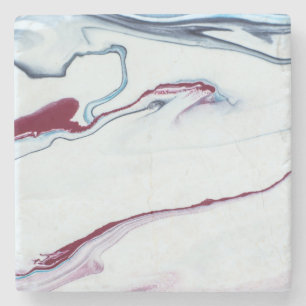 Elegant Red, White And Blue Marble Stone Coaster