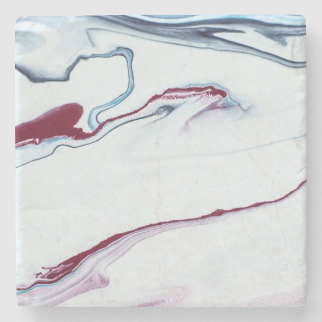 Elegant Red, White And Blue Marble Stone Coaster (Front)