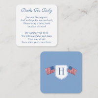 Elegant Red White Blue Flag Monogram Baby Shower