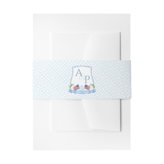 Elegant Red White Blue Patriotic Wedding Crest Invitation Belly Band (Front Example)