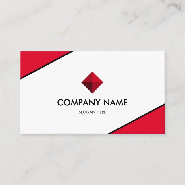 Elegant Red & White Business Card (Front)