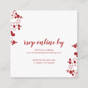 Elegant Red & White Cherry Blossom Wedding RSVP Enclosure Card