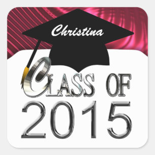 Elegant Red & White Class Of 2015 Graduation Seals