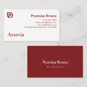 Elegant Red White Creative Minimalist Typography Business Card