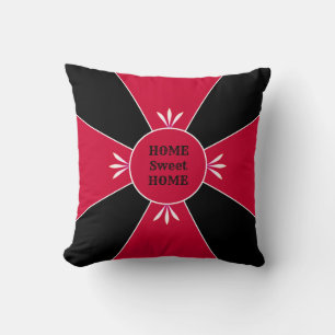 Elegant Red & White Cross on Black Cushion