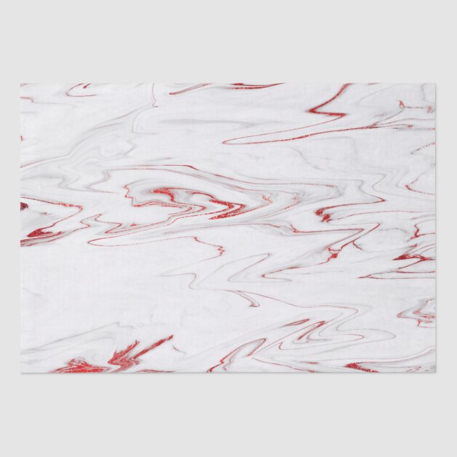Elegant Red White Faux Marble Christmas Tissue Paper (Front)