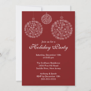 Elegant Red & White Holiday Christmas Party Invitation