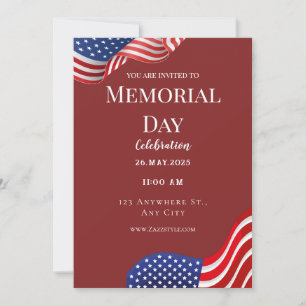 Elegant Red White Memorial Day Invitation