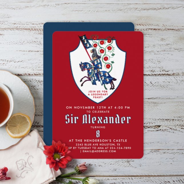 Elegant Red White Red Mediaeval Armour Knight Jous Invitation (Creator Uploaded)