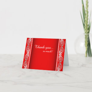 Elegant Red, White & Silver Lace   Diy Words Thank You Card