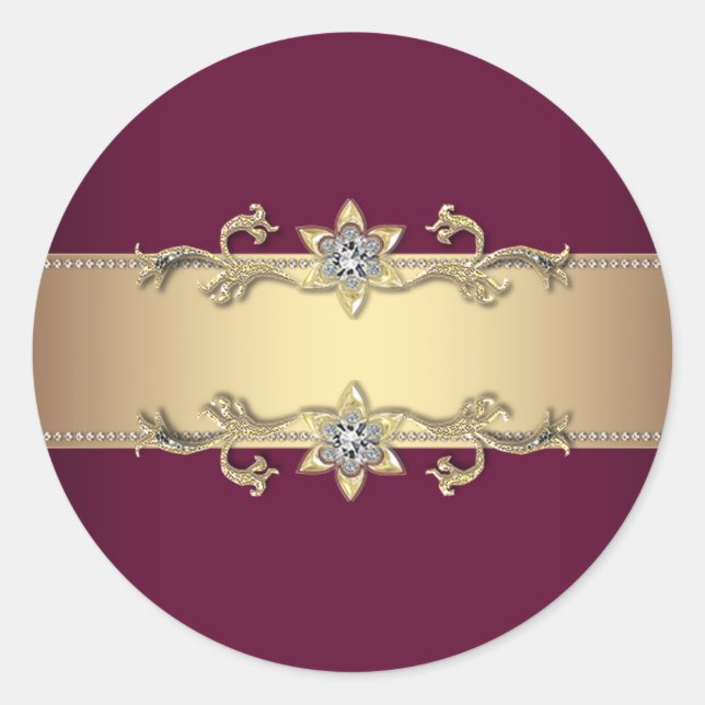 Elegant Red Wine and Gold Stickers (Front)