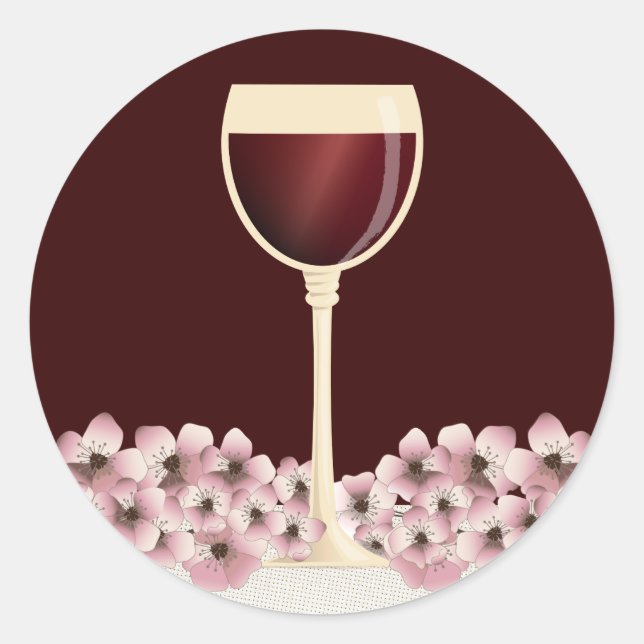 Elegant Red Wine & Blossom Envelope Seal (Front)