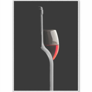Elegant Red Wine Glass & Bottle. Black Background