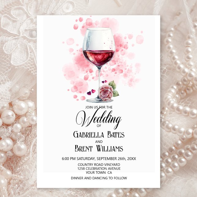 Elegant Red Wine Glass Wedding Invitation (Creator Uploaded)