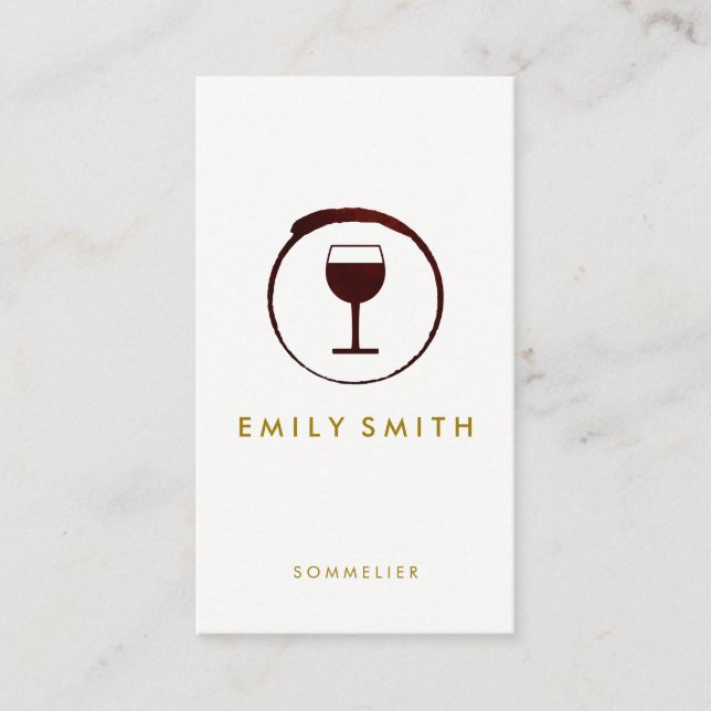 Elegant Red Wine Stain Wine Glass Business Card (Front)