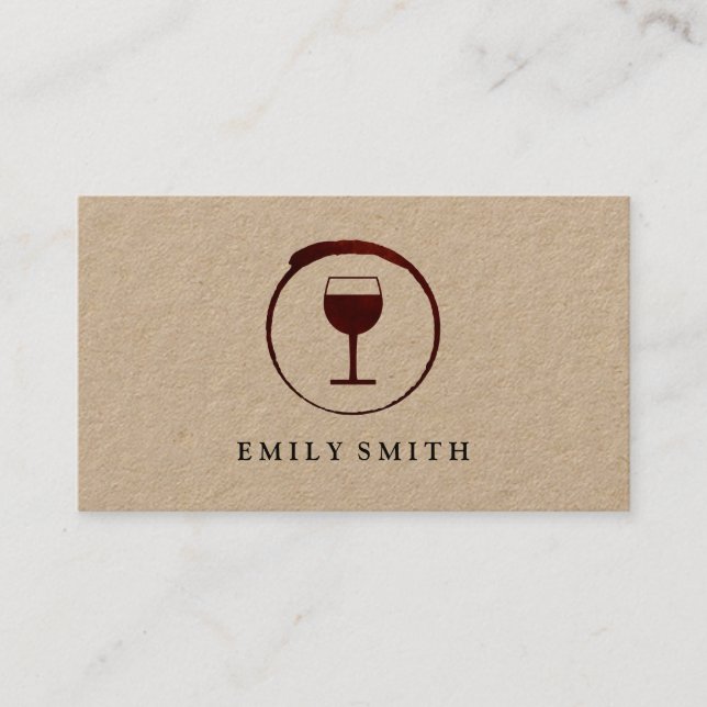 Elegant Red Wine Stain with Wine Glass Business Card (Front)