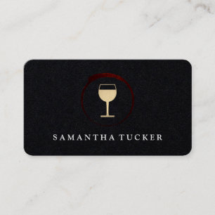Elegant Red Wine Stain with Wine Glass Business Card