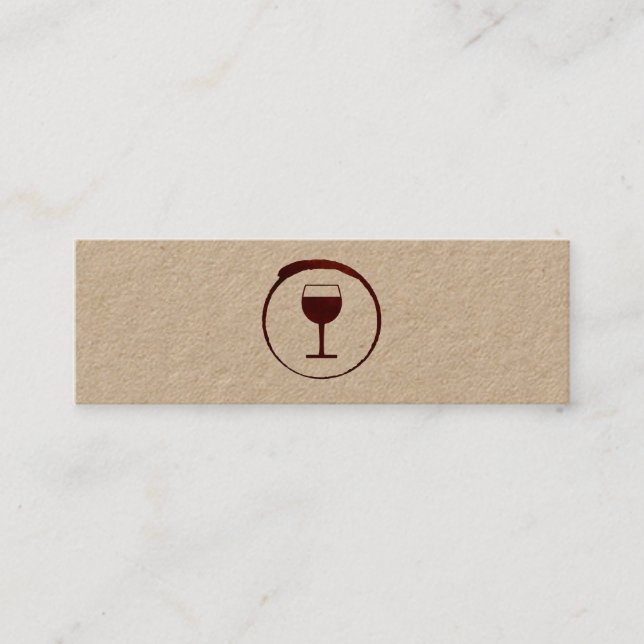 Elegant Red Wine Stain with Wine Glass Mini Business Card (Front)