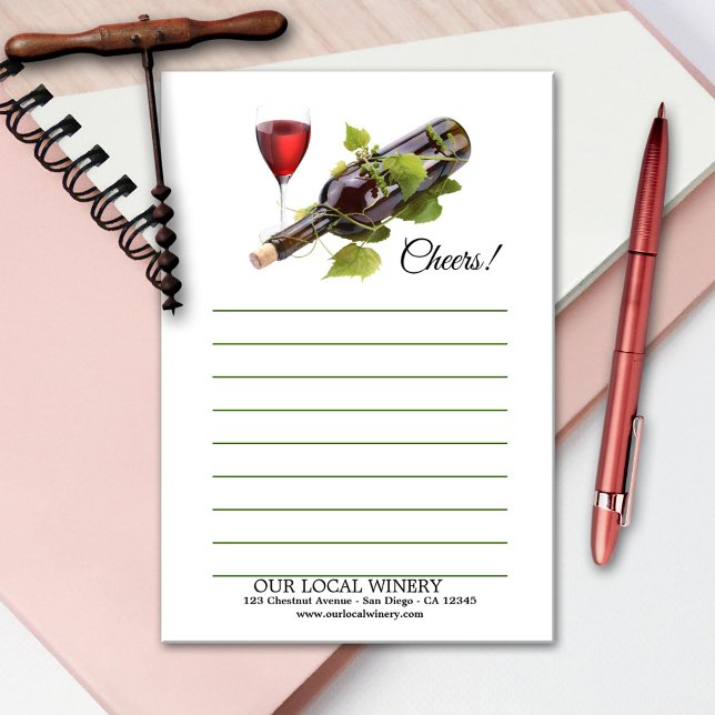 Elegant Red Wine Vineyard Winery Notes (Creator Uploaded)