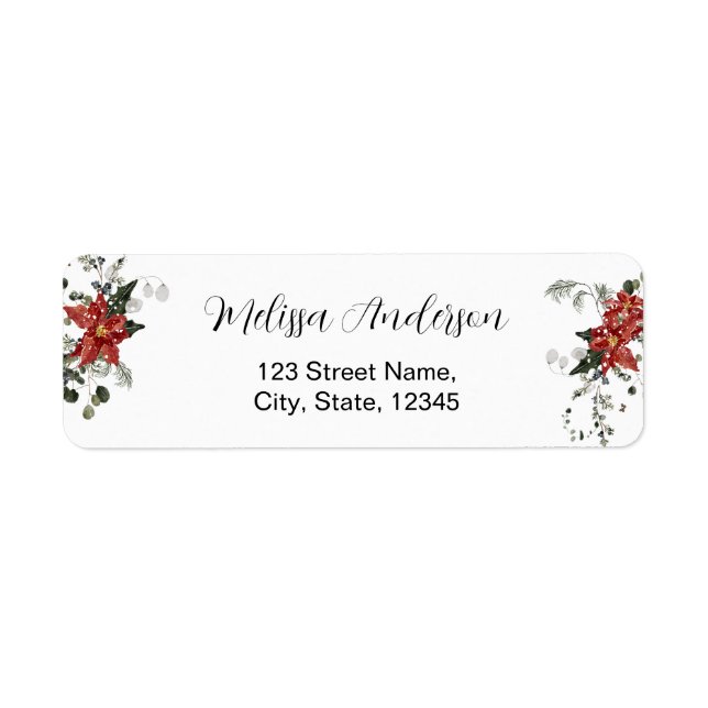Elegant Red Winter Bridal Shower Return Address Label (Front)