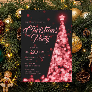 Elegant Red Winter Christmas Tree Holiday Invitation
