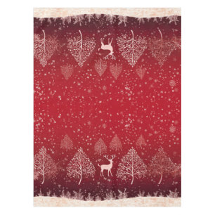 Elegant Red Winter Woodland Nature Tablecloth