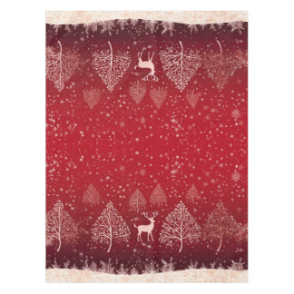 Elegant Red Winter Woodland Nature Tablecloth