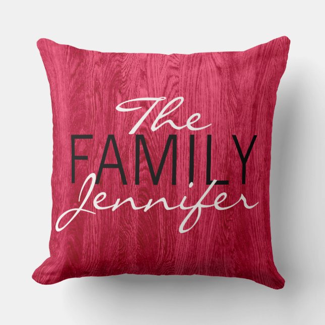 Elegant Red Wood Grain Background Cushion (Front)