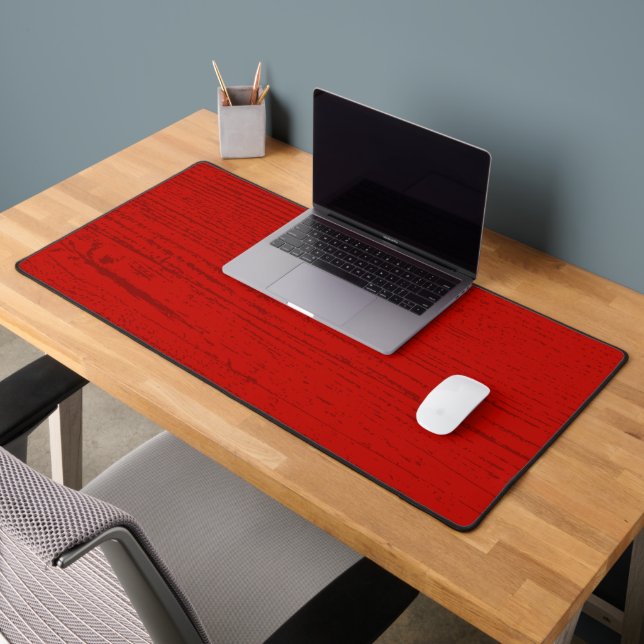 Elegant Red Wood Grain Desk Mat (Office 2)