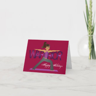 Elegant Red Yoga Girl Holiday Card